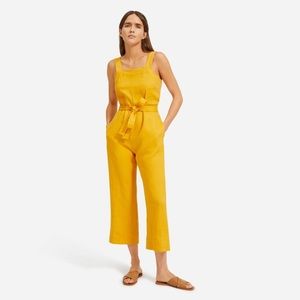 EVERLANE Square Neck 100% Linen Jumpsuit in Marigold